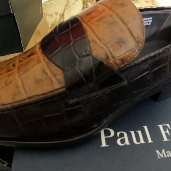 Paul Fredrick Chocolate and Tan Logan dress loafers main image 4